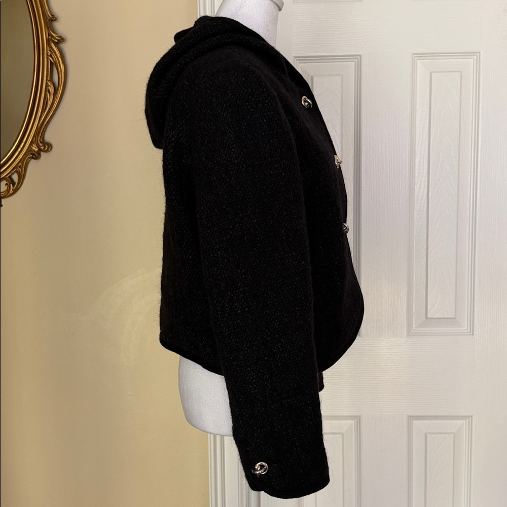 ba&sh Octave Wool Blend Tweed Hooded Blazer Metallic Knot Buttons Size 2 -US 6 - Picture 8 of 16